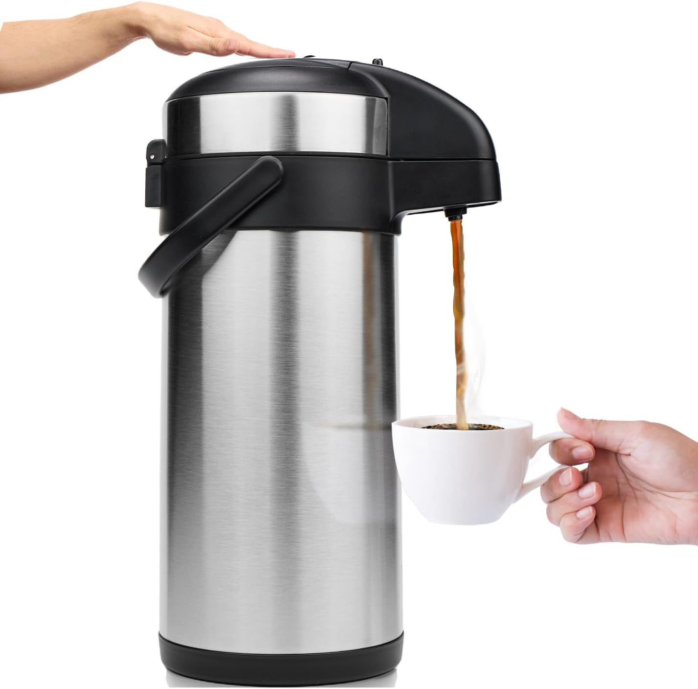 Coffee Carafe for Keeping Hot - 102oz/3L Airpot Coffee Dispenser with Pump - Insulated Stainless Steel Hot Beverage Dispenser for Parties - Thermal Carafe for Hot Drinks Water Tea Chocolate