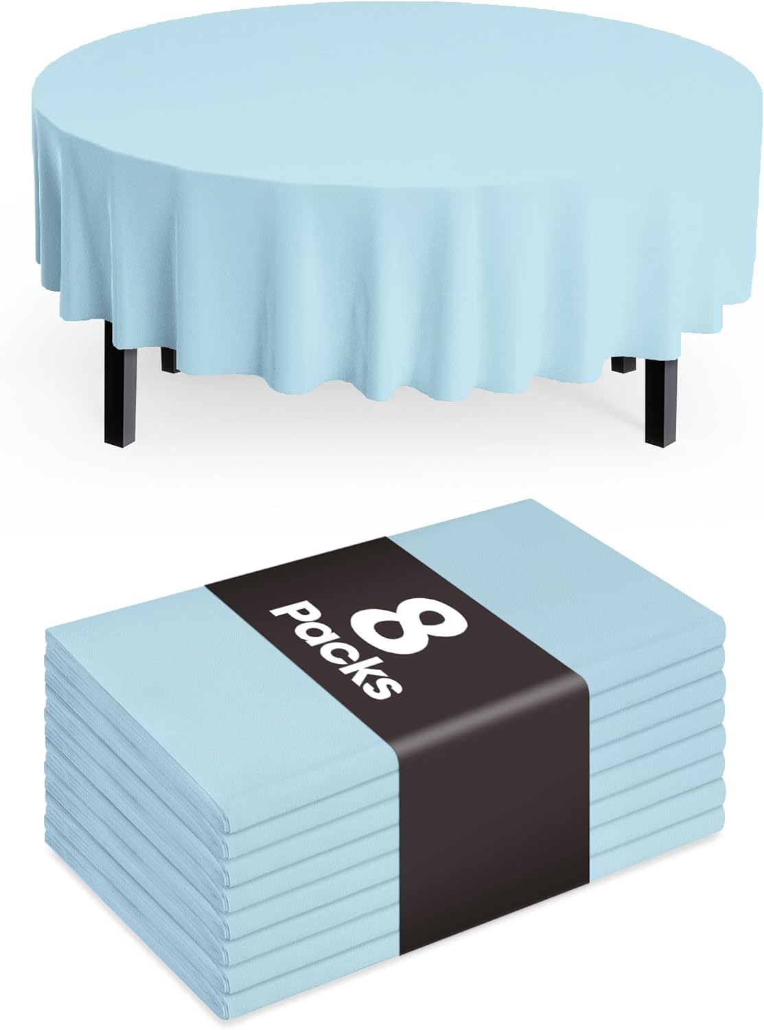 Pureegg Plastic Table Cloth Disposable 8 Pack, 54 x 108 Inch Table Cloths, Party, Picnic, Wedding, Decorative Tablecloths, Rectangle, White Plastic Cover, Leakproof & Sturdy, White