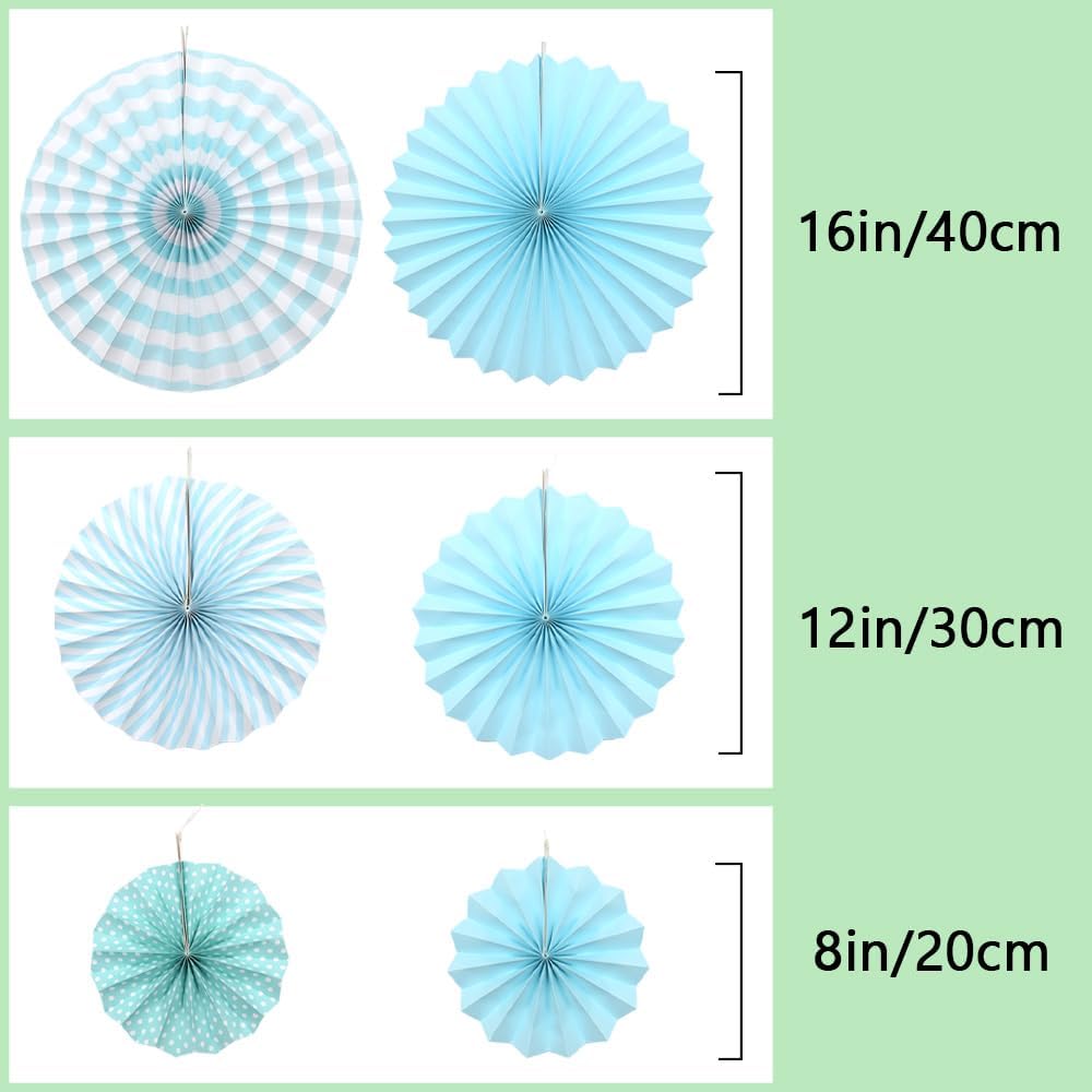 Hocansen 6PCS Paper Fan Garland Paper Fans Party Decorations 8/12/16in Hanging Papers Fans Set Round Papers Fans Pattern Garland for Birthday, Wedding (ZS/Pink)