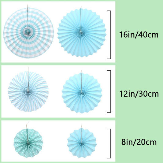 Hocansen 6PCS Paper Fan Garland Paper Fans Party Decorations 8/12/16in Hanging Papers Fans Set Round Papers Fans Pattern Garland for Birthday, Wedding (ZS/Pink)