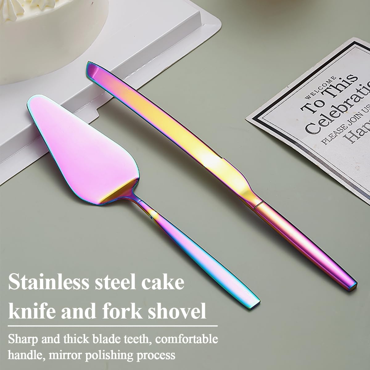 Evanda Wedding Cake Knife and Server Set, Cake Cutte Pie Server for Everyday, Wedding and Birthdays, Dishwasher Safe