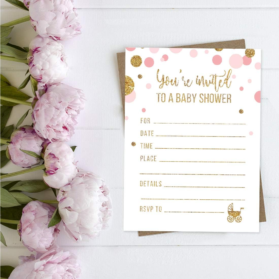 Andaz Press Blush Pink Gold Glitter Girl Baby Shower, Printable Table Tent Place Cards, 20-Pack, Seat Placement Cards Blank Place Cards For Table Settings Name Cards for Wedding, Graduation Food Cards - Colors B