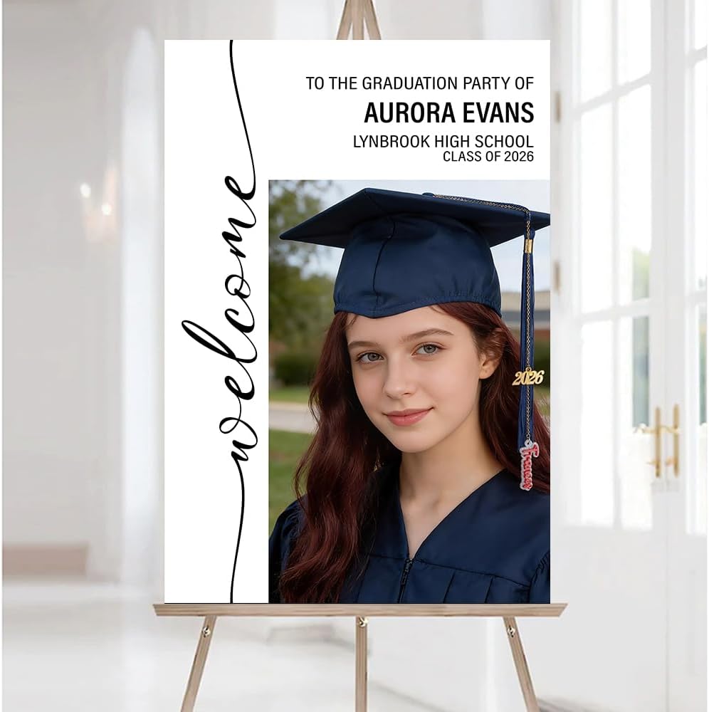 Graduation Party Welcome Sign, Custom Photo Grad Party Sign, Personalized High School & College University Grad Decoration #4