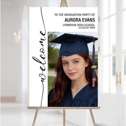 Graduation Party Welcome Sign, Custom Photo Grad Party Sign, Personalized High School & College University Grad Decoration #4