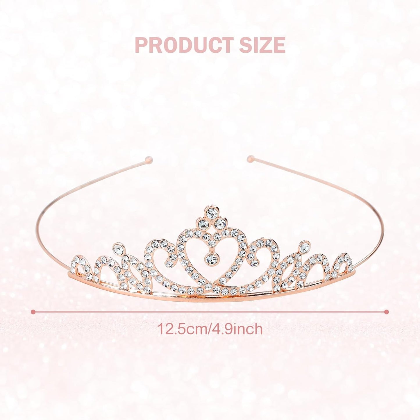 inSowni 8 Pieces Rose Gold Metal Sparkly Rhinestone Princess Tiara Crown Headbands Wedding Birthday Party Prom Headpieces for Women Girls Brides Bridesmaids