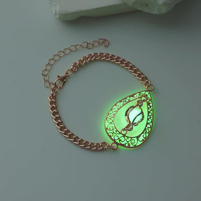 EEQQBZ Glow in The Dark Silver Teardrop shape bracelets,Fantasy Glowing Jewelry bracelets