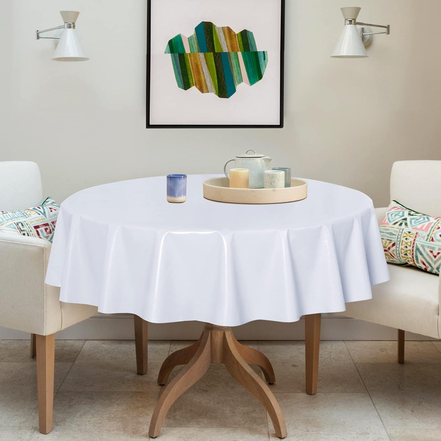 sancua Clear Plastic 100% Waterproof Tablecloth - 54 x 78 Inch - Vinyl PVC Rectangle Table Cloth Protector Oil Spill Proof Wipe Clean Table Cover for Dining Tables, Parties & Camping, Crystal Clear