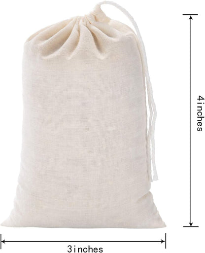 Tatuo 50 Pieces 4 x 6 Inches Muslin Cotton Drawstring Bags Canvas Linen Sachet Bag Reusable Empty Gift Pouch for Party Home Supplies