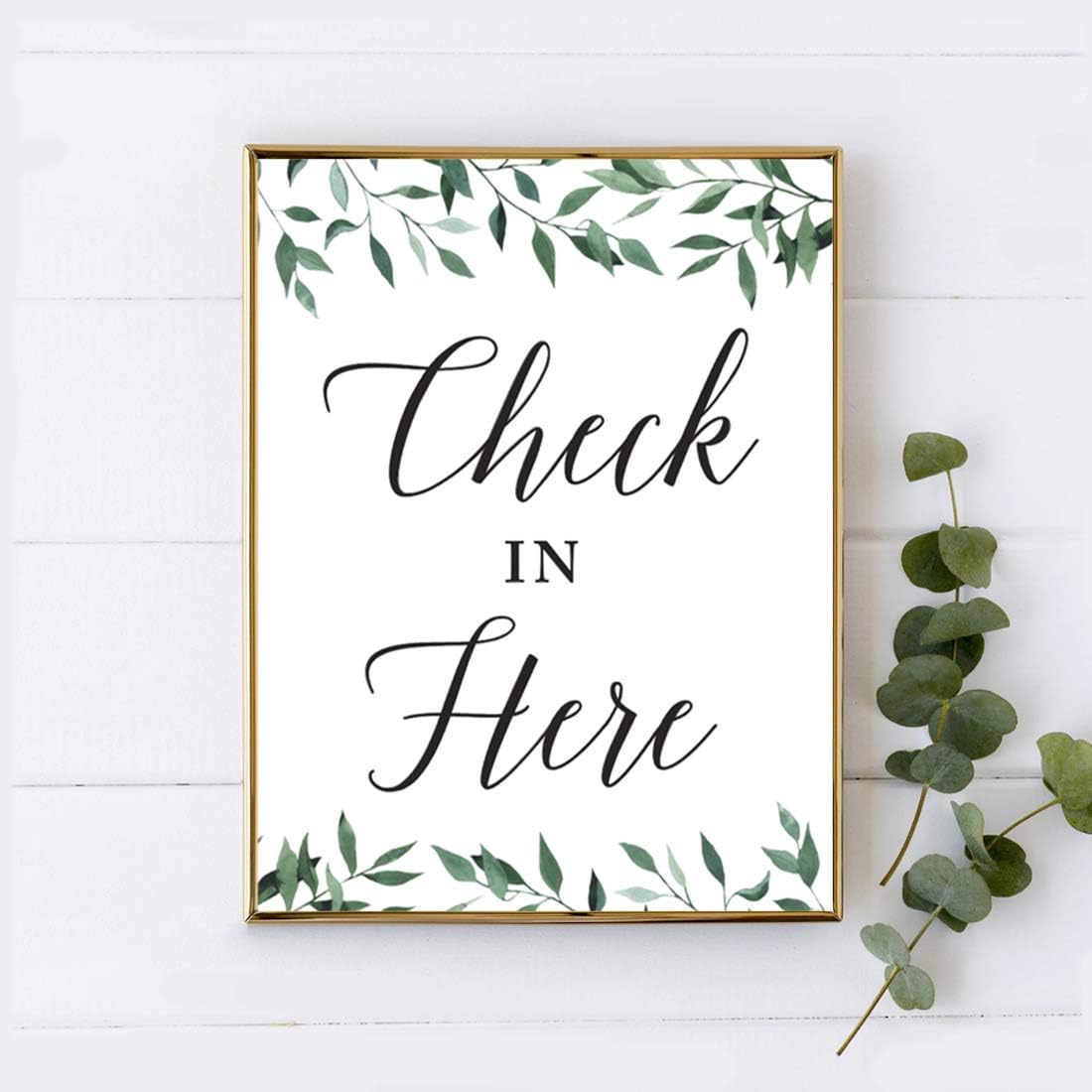 Andaz Press Wedding Party Signs, Natural Greenery Green Leaves, 8.5x11-inch, Bridal Shower Scavenger Hunt, 1-Pack - Colors D