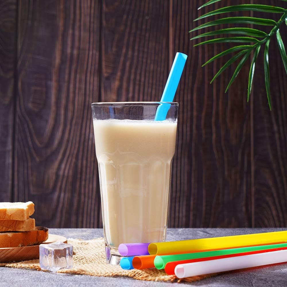 100 Pcs Jumbo Smoothie Straws,Colorful Disposable Wide-mouthed Large Straw.