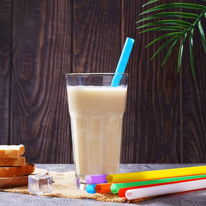 100 Pcs Jumbo Smoothie Straws,Colorful Disposable Wide-mouthed Large Straw.
