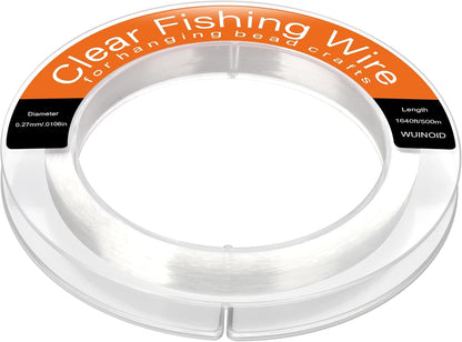 Clear Fishing Line Wire 755 ft, Invisible Monofilament Fishing Line Wire, Nylon String for Hanging Balloons Garland Crafts Picture Decorations, Clear String Threads Cords WUINOID