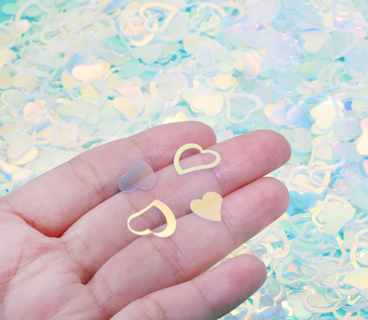 ONLYKXY 1200Pcs Love Heart Shaped Confetti, Table Wedding Decoration, Glitter Confetti for Wedding Party (Silver)