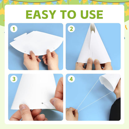 WEOXPR White Paper Party Hats for Birthday,Decorative Bulk Cone Hat for Adults Art DIY, Halloween Supplies（10/20/40/60）