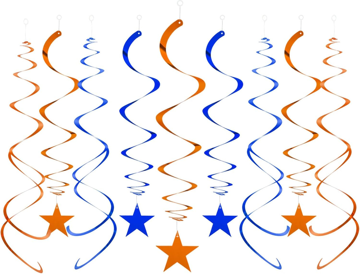 Blue Gold Star Hanging Swirl Decorations,Foil Streamers Ceiling Hanging Whirls Party Decorations,Pack of 20