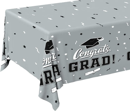 Gatherfun Graduation Party Decorations, Gongrats Grad Tablecover for Graduation Party Supplies, 3 pcs Green Table Cloths, 54"x108"