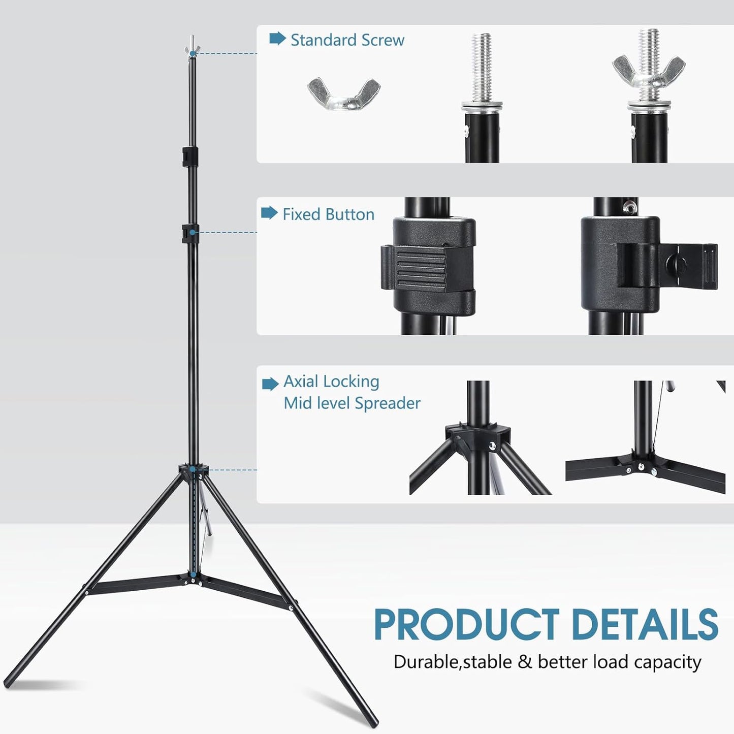 Photo Video Studio 10x7Ft (WxH) Adjustable Background Stand Backdrop Support System Kit with Carry Bag