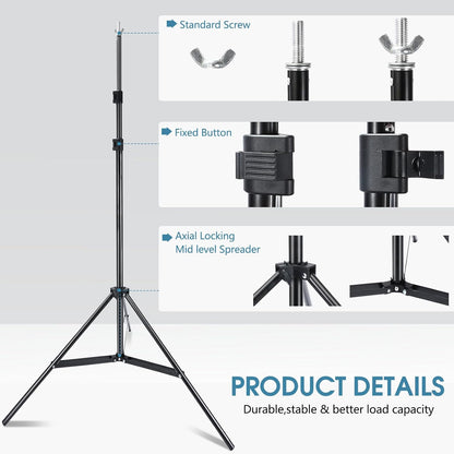 Photo Video Studio 10x7Ft (WxH) Adjustable Background Stand Backdrop Support System Kit with Carry Bag