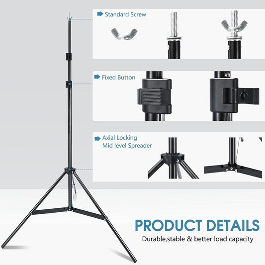Photo Video Studio 10x7Ft (WxH) Adjustable Background Stand Backdrop Support System Kit with Carry Bag