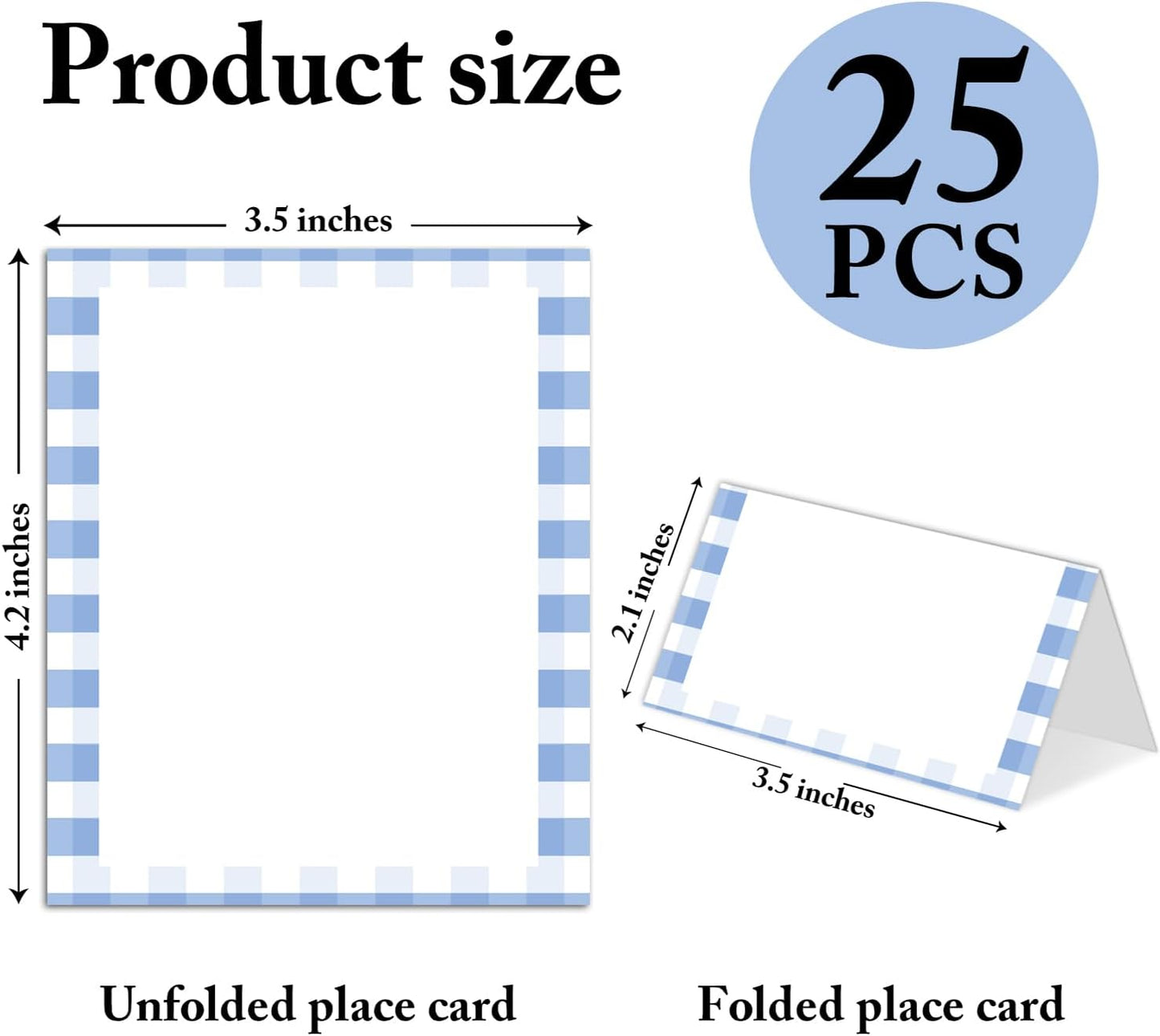 25 Pack Pink Plaid Bow Place Cards, Editable Name Cards for Table Setting, Tent Cards Food Label for Dinner Party, Bridal Shower, Wedding, Baby Shower and Events -T30