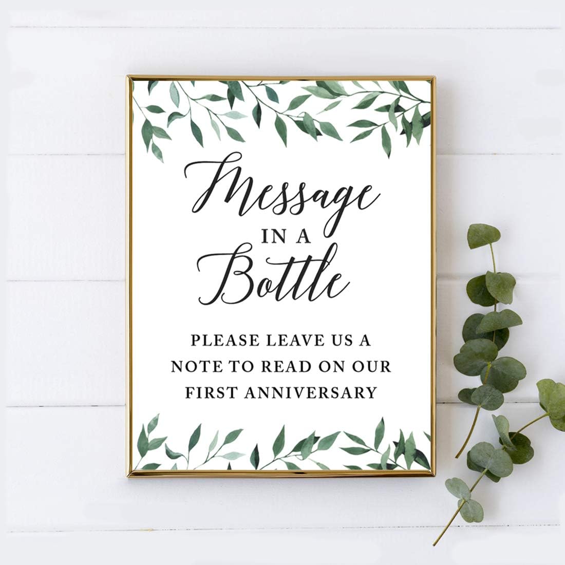 Andaz Press Wedding Party Signs, Natural Greenery Green Leaves, 8.5x11-inch, Bridal Shower Scavenger Hunt, 1-Pack - Colors B