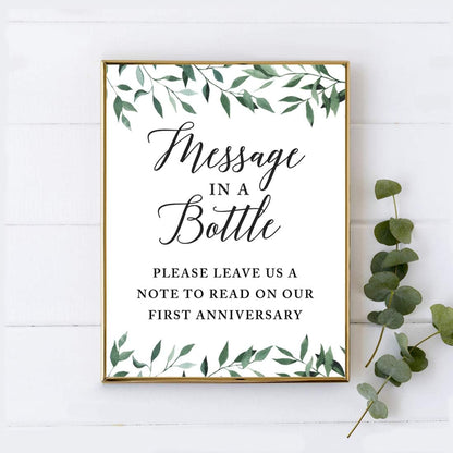 Andaz Press Wedding Party Signs, Natural Greenery Green Leaves, 8.5x11-inch, Bridal Shower Scavenger Hunt, 1-Pack - Colors B