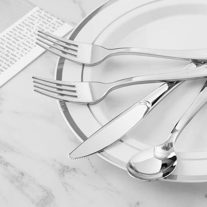 BESTVIP 60PCS Gold Plastic Silverware, Disposable Utensils, Heavy Duty Cutlery Set of 30 Forks, 15 Spoons, 15 Knives for Party, Christmas, Wedding, Catering and Daily Use