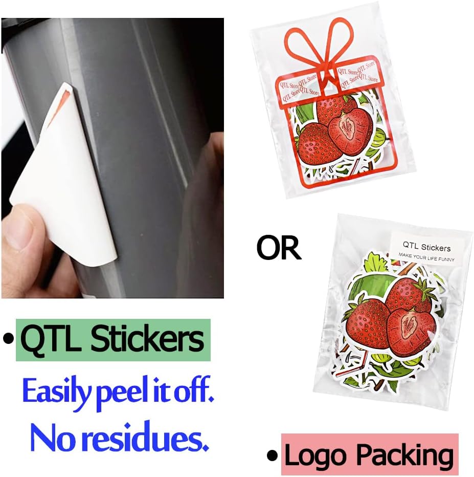 QTL Neon Stickers for Teens & Students Prizes, Waterproof Vinyl Party Favor Stickers, School Rewards, Water Bottle and Laptop, 50PCS - Colors B