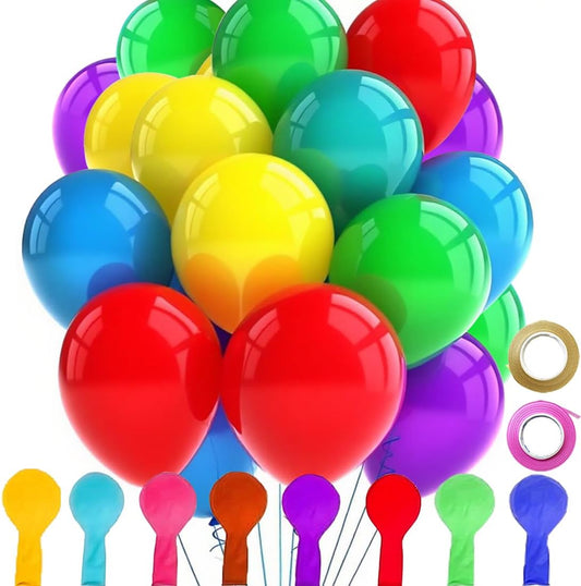 Thickened Balloons 100Pcs Birthday Balloons Assorted Colors 12 Inch Colorful Rainbow Balloon Party Latex Balloon with Pump