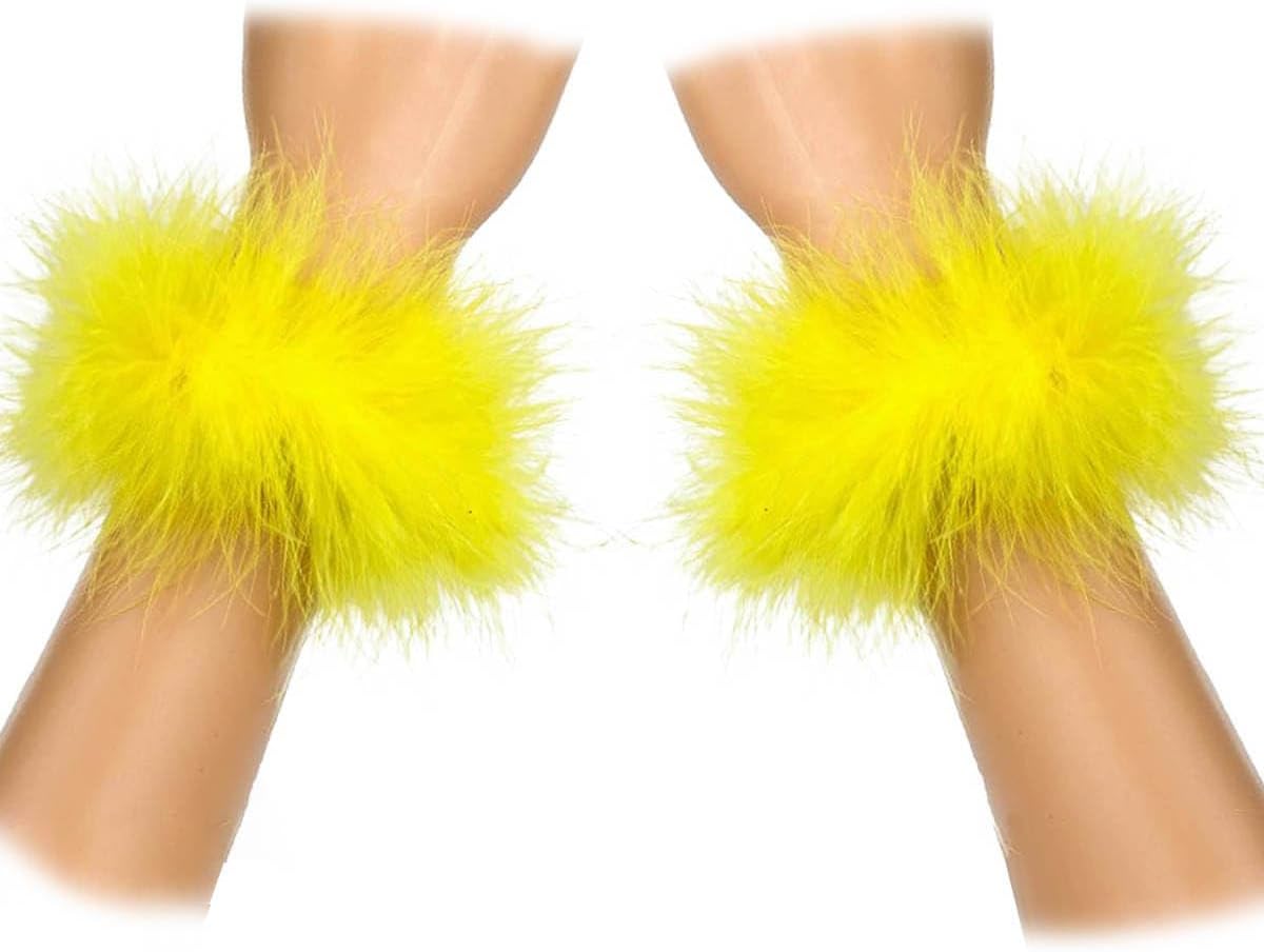 2Pcs Feather Wristbands, 9.65inch Soft Feather Wrist Slap Bracelet Cuffs, Snap Ring, Circle Slap Wrist Decoration Cuffs for Party Decoration