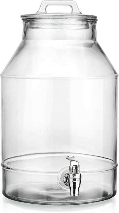 1.5 Gallon Glass Drink Dispenser for Parties 3 PACK Beverage Dispensers with Stand, Glass Water Jug Dispenser, with 18/8 Stainless Steel Spigot, Great for Party, Wedding, Picnic, BBQ Wicker Design