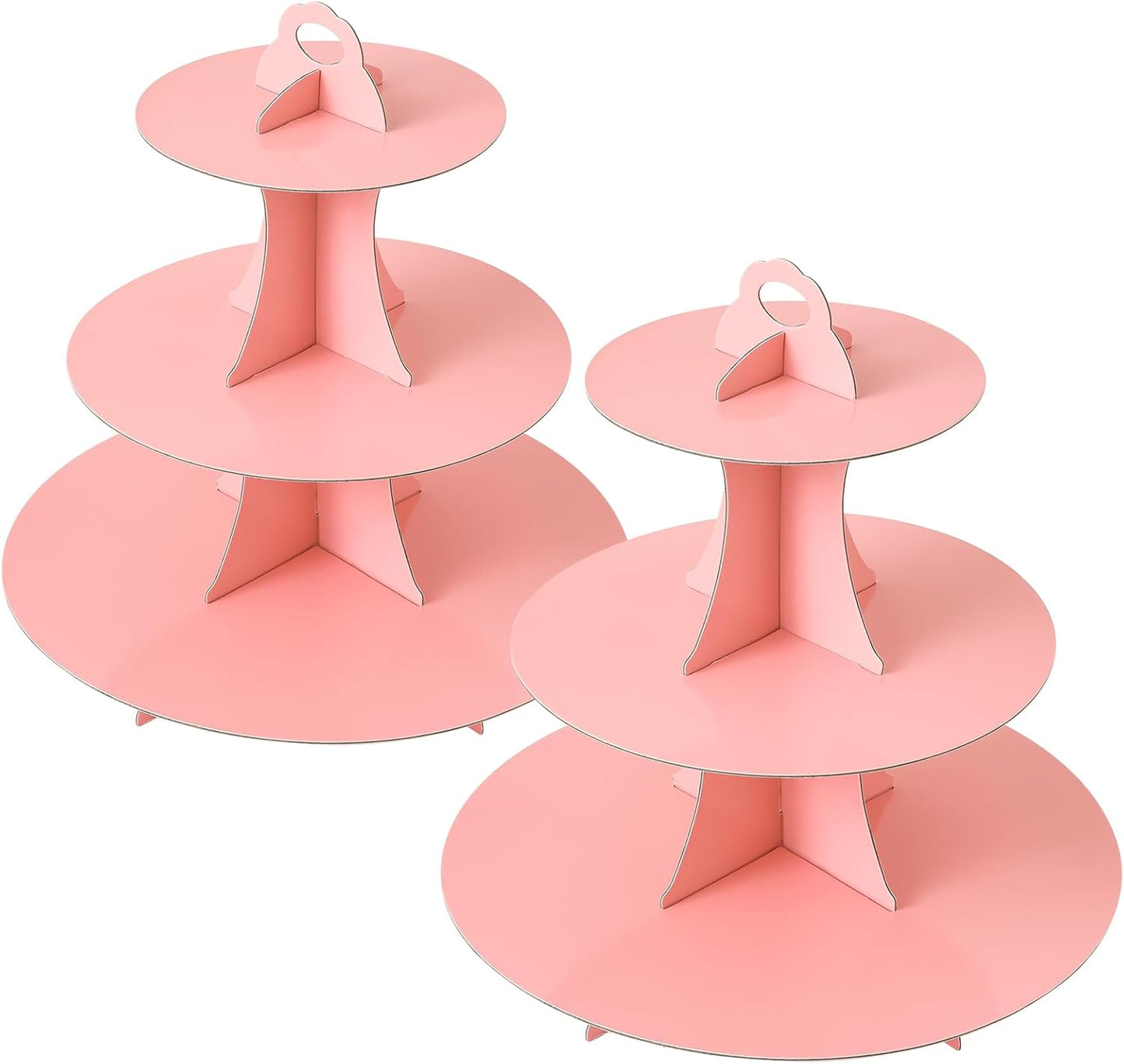 Soleebee 3-Tier Round Cupcake Stand, Cardboard Cupcake Tower, Dessert Cup Cake Stand Tower for Birthday Wedding Party Decoration, Cupcake Tier Stand 1 Set (Hot Pink)