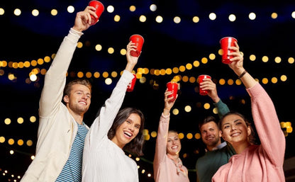 DecorRack 20 Party Cups 12 oz Disposable Plastic Cups for Birthday Party Bachelorette Camping Indoor Outdoor Events Beverage Drinking Cups (Black, 20)