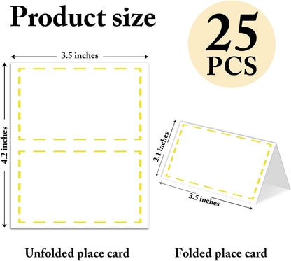 25 Pack Pink Plaid Bow Place Cards, Editable Name Cards for Table Setting, Tent Cards Food Label for Dinner Party, Bridal Shower, Wedding, Baby Shower and Events -T30