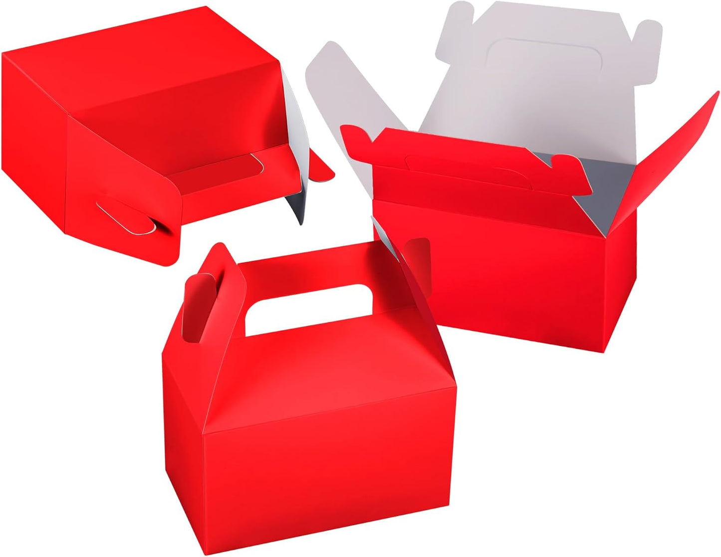 XAGLVV 24 Pack White Paper Gable Boxes,6.2 Inch Candy Boxes with Handle, Snack Party Favor& Gift Cookie bags for kids Birthday,Wedding, Baby Shower, Graduation.