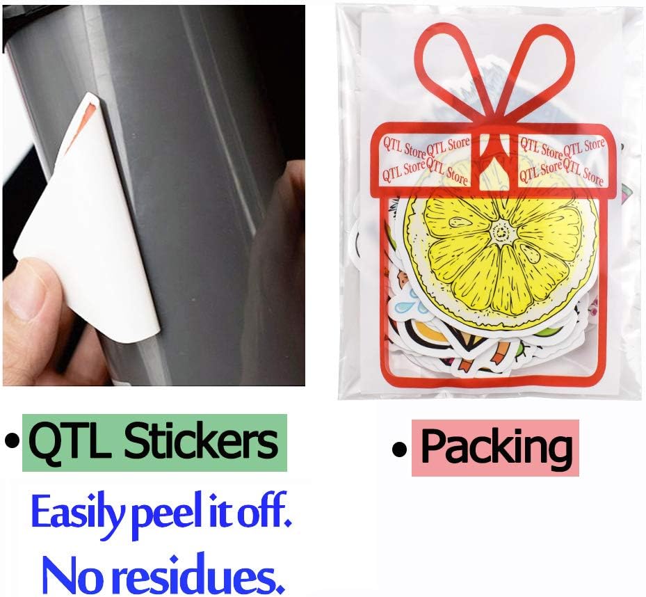QTL Neon Stickers for Teens & Students Prizes, Waterproof Vinyl Party Favor Stickers, School Rewards, Water Bottle and Laptop, 50PCS - Colors B
