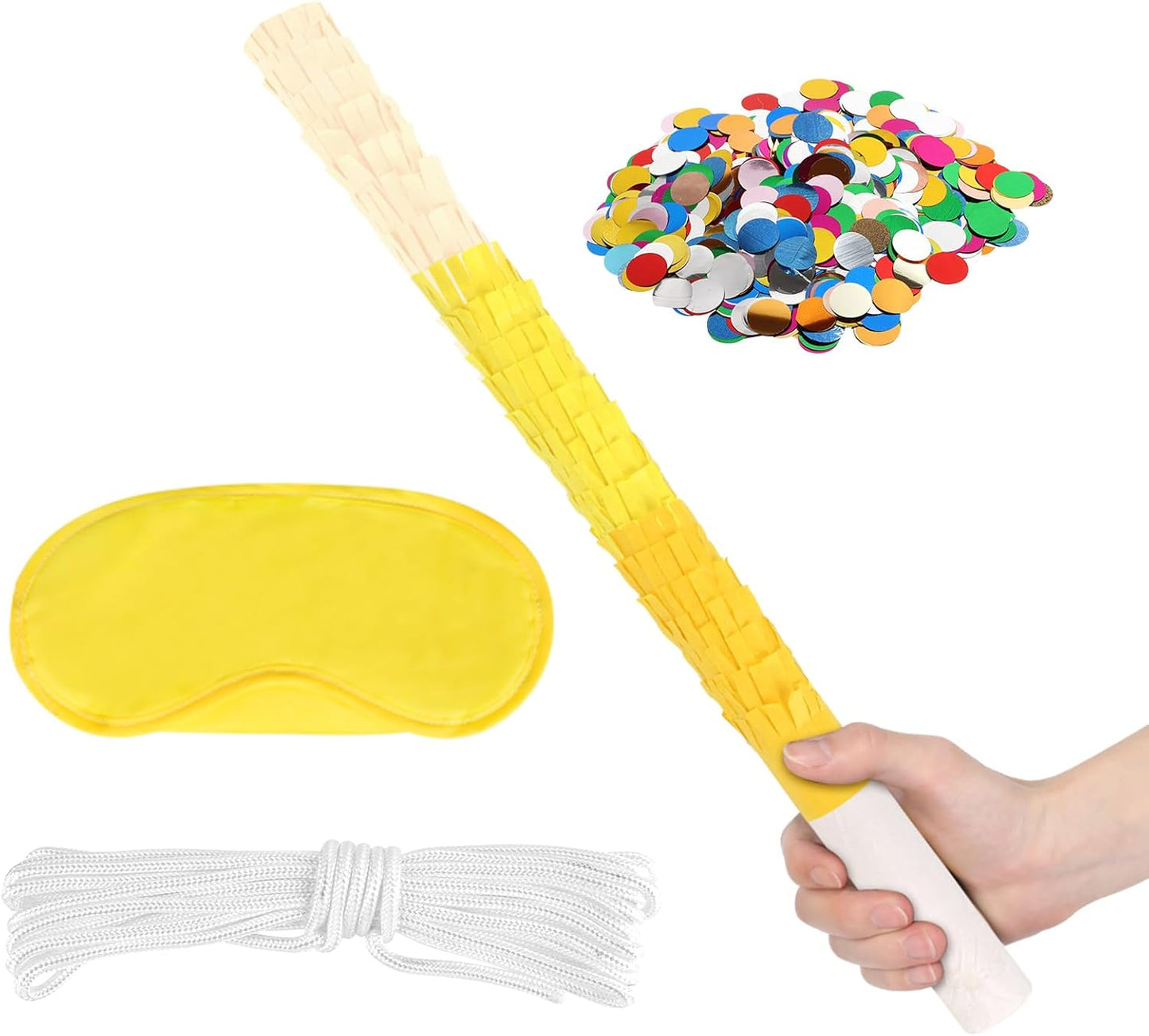 Rose Red Pinata Stick Kit with Blindfold, Rope and Confetti - Perfect for Kids Girls Birthday, Baby Shower, Carnivals Party Supplies