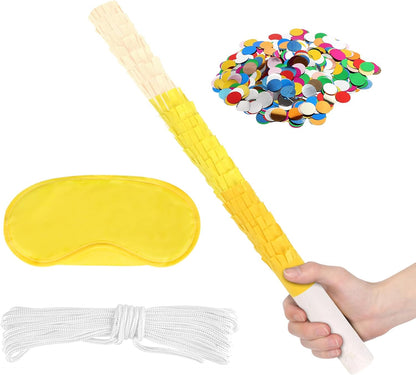Rose Red Pinata Stick Kit with Blindfold, Rope and Confetti - Perfect for Kids Girls Birthday, Baby Shower, Carnivals Party Supplies
