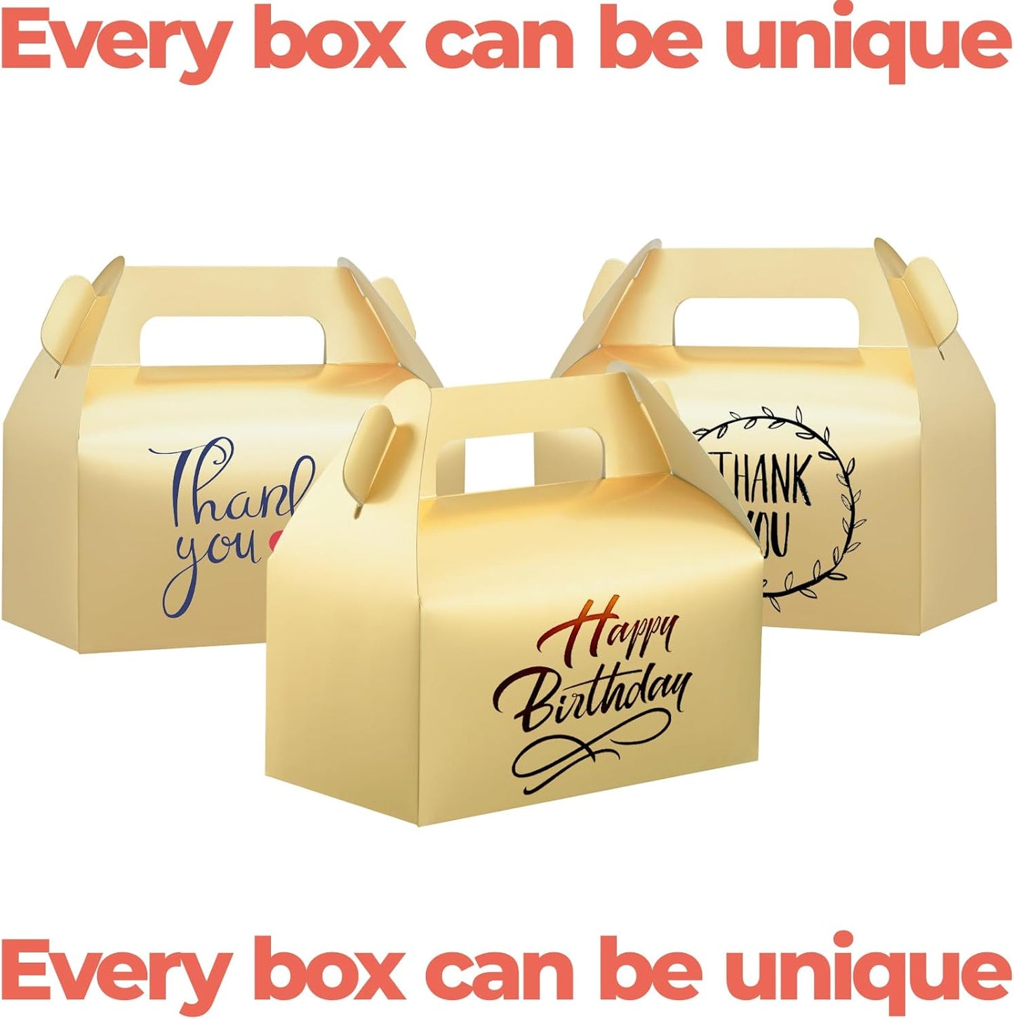 UnicoPak 30 Pack Party Favor Boxes Treat Boxes, White Gable Gift Boxes for Party Favors Goodies Cookies Treats Candies Meals Lunch, 6.5x3.5x3.5 Inches