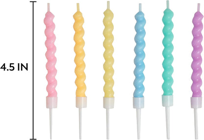 72-Count Birthday Candles Multicolored Spiral, Birthday Candles for Cake, Cupcake Candles, Party Celebration