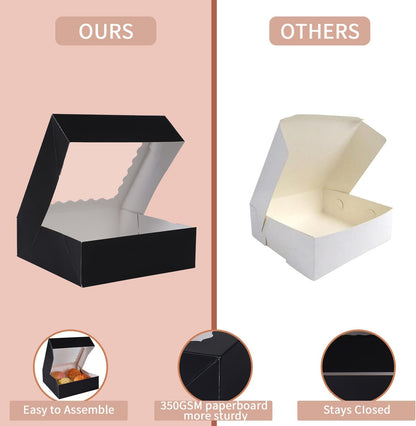 24 pcs12x12x3 Inch Bakery Boxes with Window, White 12 inch Cake Pastry large Pie Cookie Box for Dessert,strawberry,Chocolates Boxes