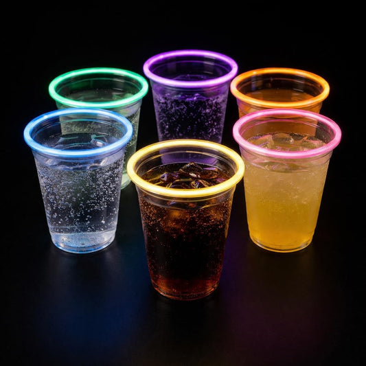 Glo Pro GLOW PARTY CUPS 16oz with Glow Sticks – Neon Light Up Cups for Glow Party, Blacklight Party Supplies for Birthdays, Bars, Weddings & Events
