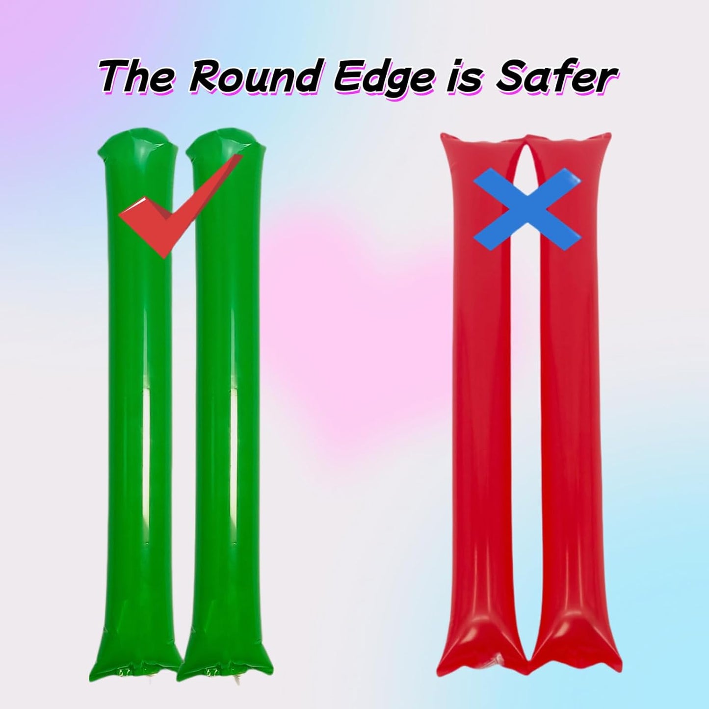 40pcs Round headTeam Spirit Boom Sticks Thunder Sticks Cheering Sticks Team Spirit Plastic Cheerleading Spirit Stick Clapper Inflatable Noise Maker Sports Supply (Glitter color)