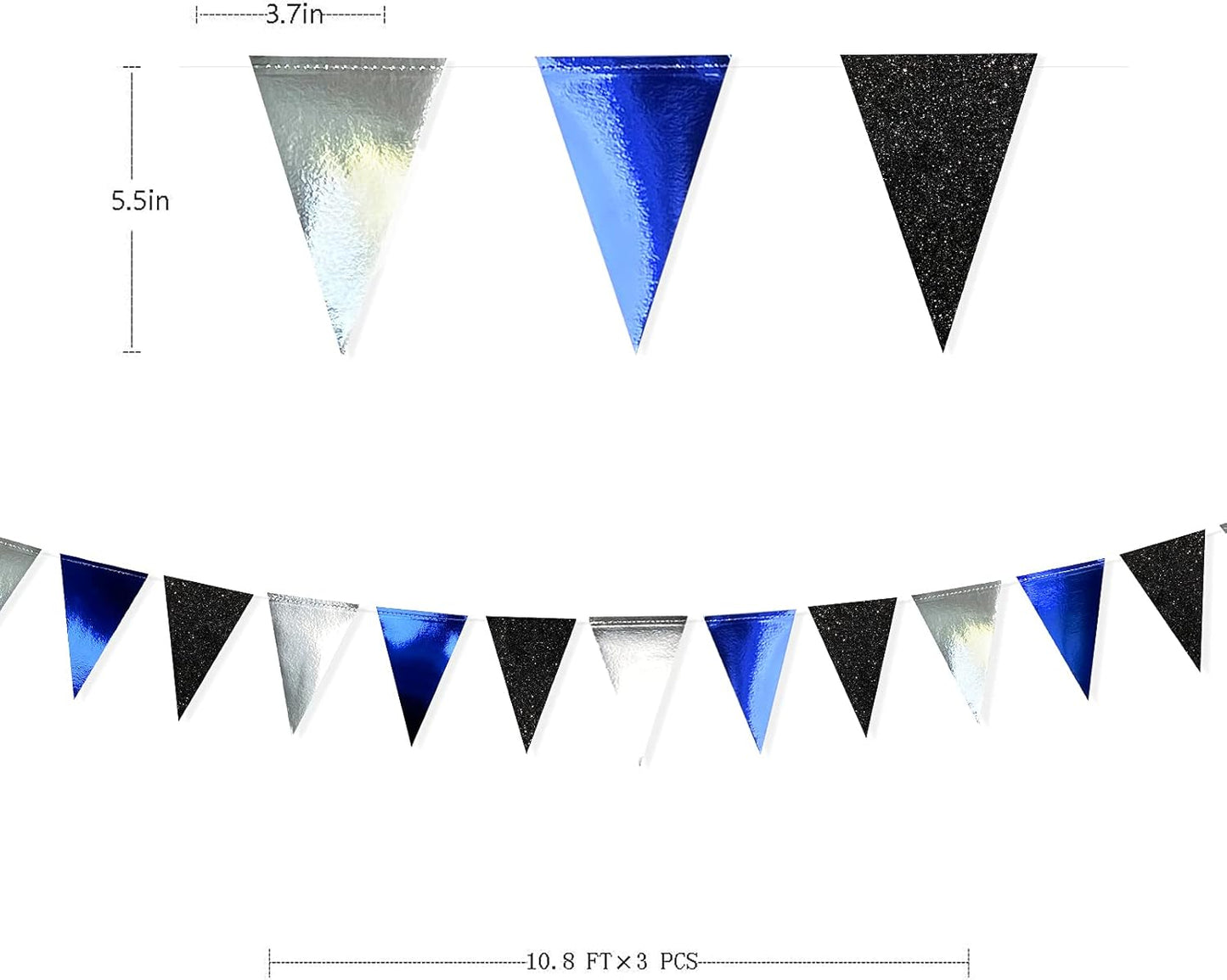 30Ft Navy Blue Gold and Beige Party Decorations Royal Blue Gold Triangle Flag Pennant Banner Bunting for Graduation Birthday Wedding Bridal Shower Nautical Ahoy Achor Theme Party Decorations Supplies
