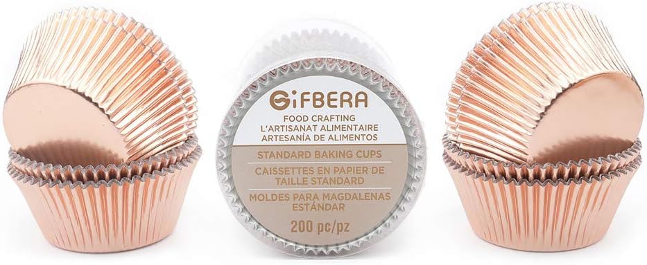 Gifbera White Metallic Foil Cupcake Liners Standard Size Baking Cups, 200-Count