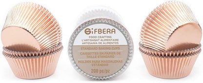 Gifbera White Metallic Foil Cupcake Liners Standard Size Baking Cups, 200-Count