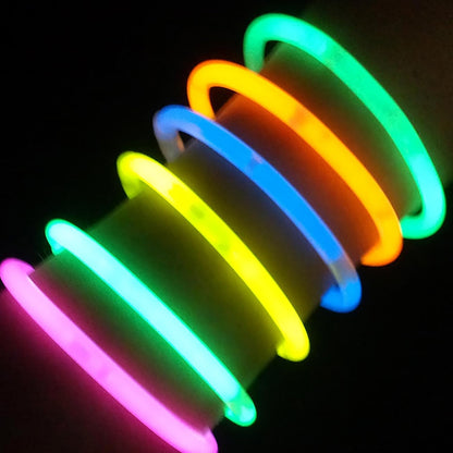 HONLYNE 100 Pack Glow Sticks Party Favors Bulk, 8" Glow in the Dark Party Supplies, Party Favors for Kids 8-12, Neon Glow Stick Bracelets & Necklaces for Raves, Halloween, Christmas, Birthdays