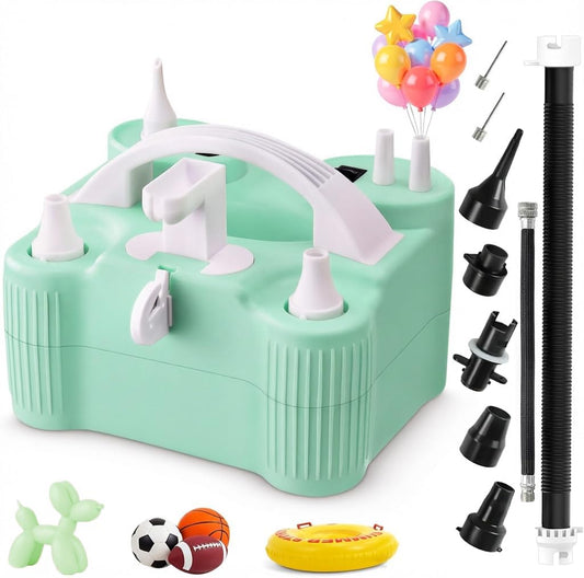 4-in-1 Electric Balloon Pump for All Balloons,Portable Dual Nozzle 600W Air Pump for Balloons,High Power Balloon Blower for Latex Foil 260q Mylar Balloon,Inflation Pool Float and Sports Balls