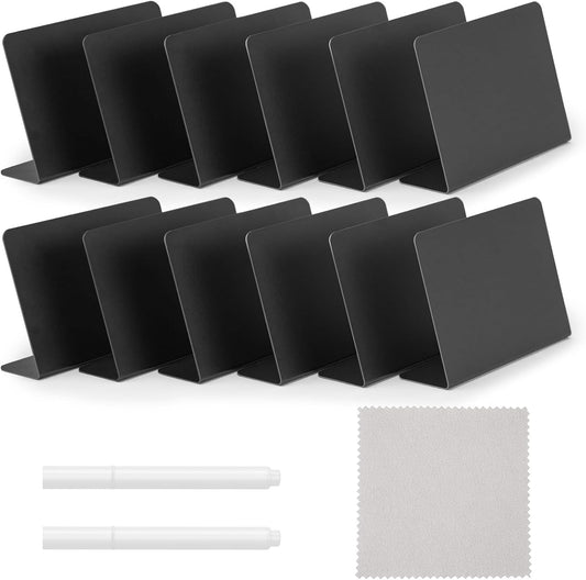 15 Pcs 4"x3" Mini Chalkboard Signs for Food, Reusable PVC Food Labels, Reserved Table Signs for Party Buffet, Birthdays, Bakery, Weddings Table Numbers, Buffet Display, Place Cards, Name Tag