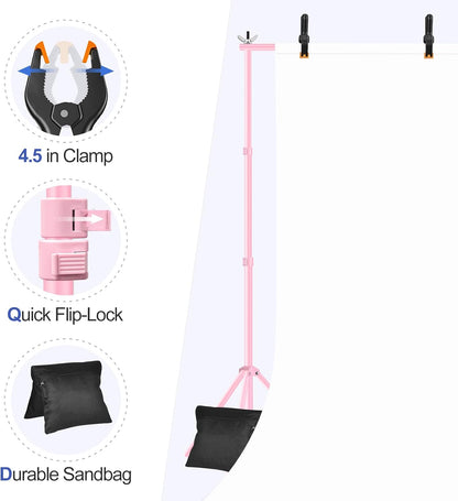 EMART Backdrop Stand 10x7ft(WxH) Photo Studio Adjustable Background Stand Support kit with 2 Crossbars, 8 Clamps, 2 Sandbags and Carry Bag for Parties, Events Decoration, Wedding, Photography -White